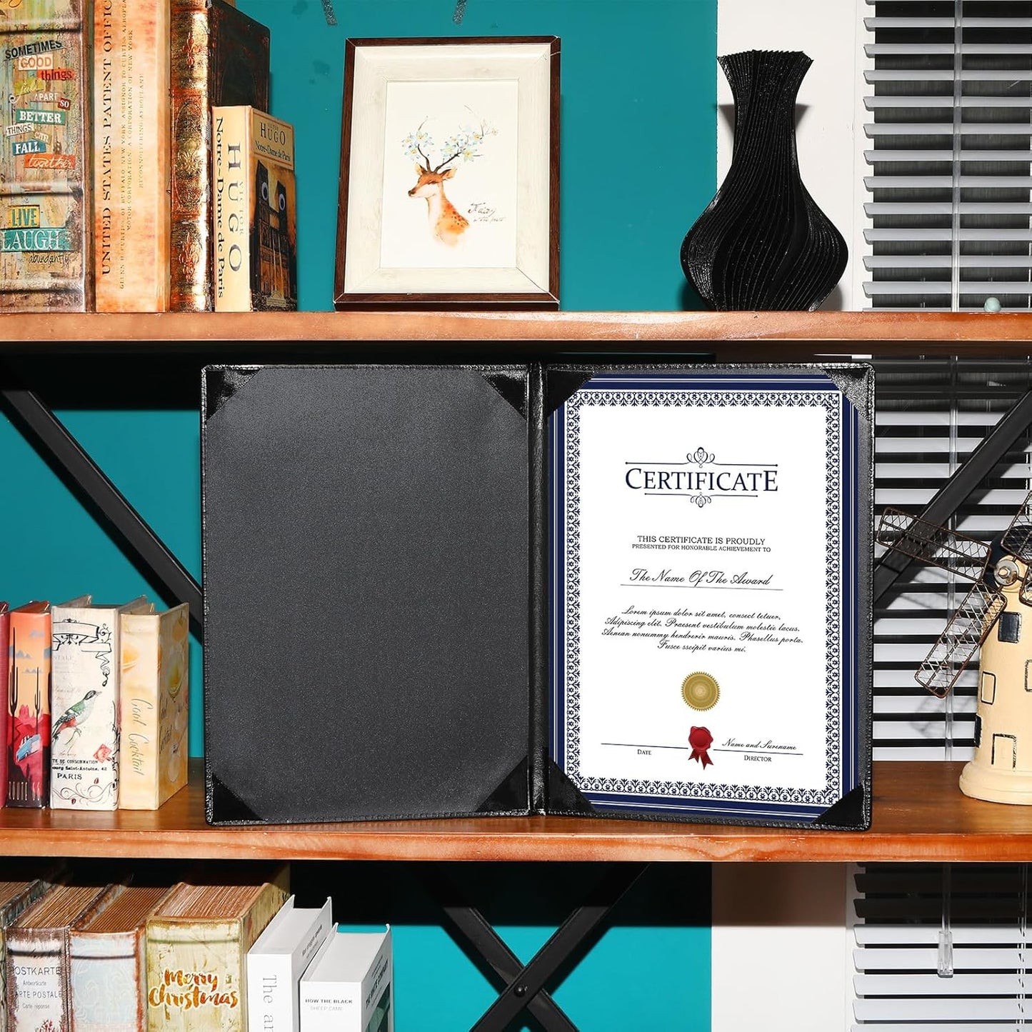 Tenare 30 Pcs Leather Certificate Holder 8.5 x 11 Inch PU Black Red Blue Purple Phd Bachelor Master Diploma Cover Professional Award Folder for Official Graduation Competition Contest Charity (Black)