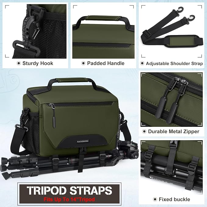 RAINSMORE Camera Bag, DSLR/SLR/Mirrorless Small Camera Sling Bag Waterproof - Image 6