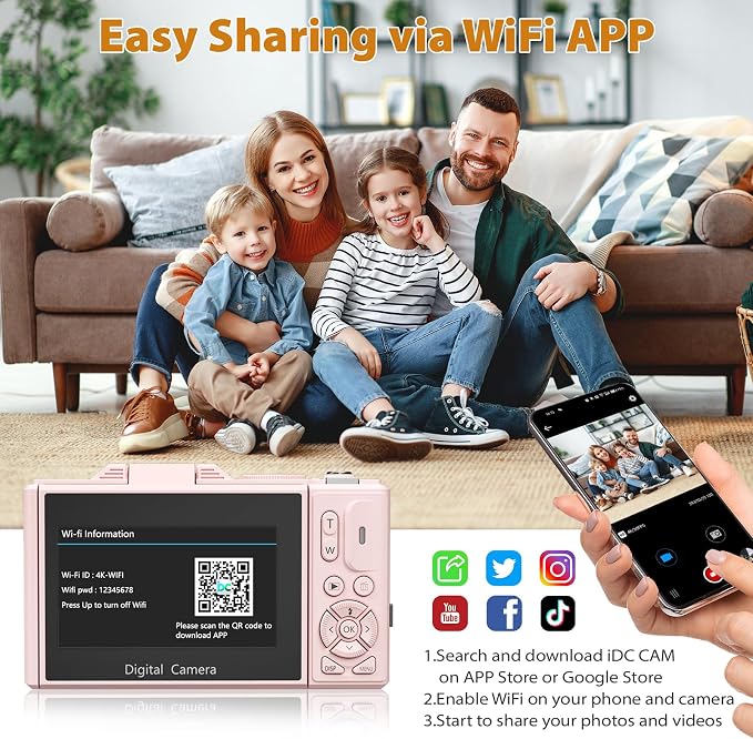 4K Digital Camera for Photography, 64MP Compact Vlogging Camera - Image 3