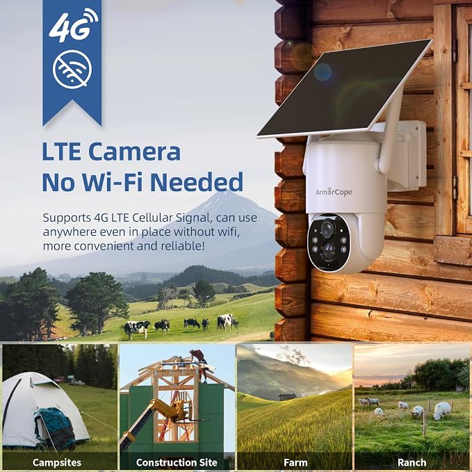 4G LTE Cellular Security Camera, No Wifi Security Camera, 2.5K Solar Camera - Image 2
