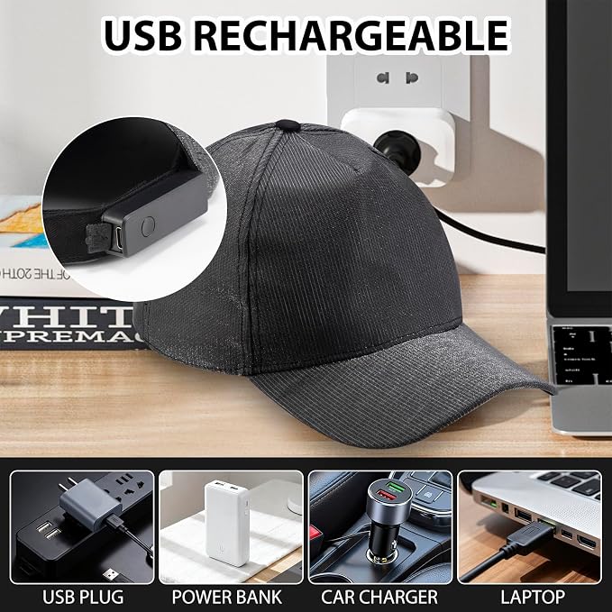 LIOVODE LED Hat, 7 Colors Baseball Cap Light Up Rave Hat Fiber Optic Luminous - Image 7