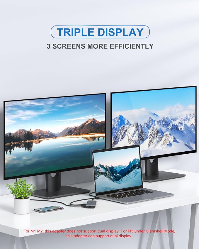 MacBook Pro Docking Station Dual Monitor MacBook Pro HDMI Adapter, 9 in 1 USB C - Image 3