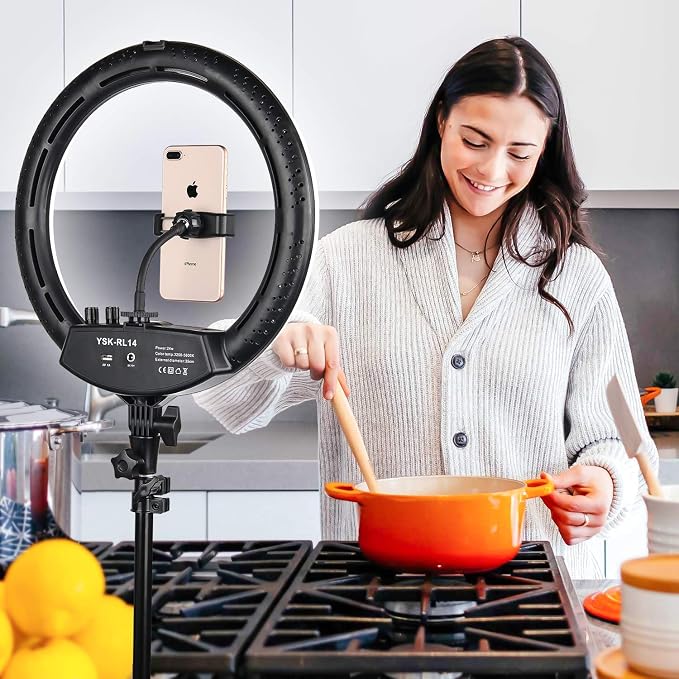 Ring Light with Tripod Stand, Yesker 14 Inch LED Ringlight Kit with Phone - Image 6