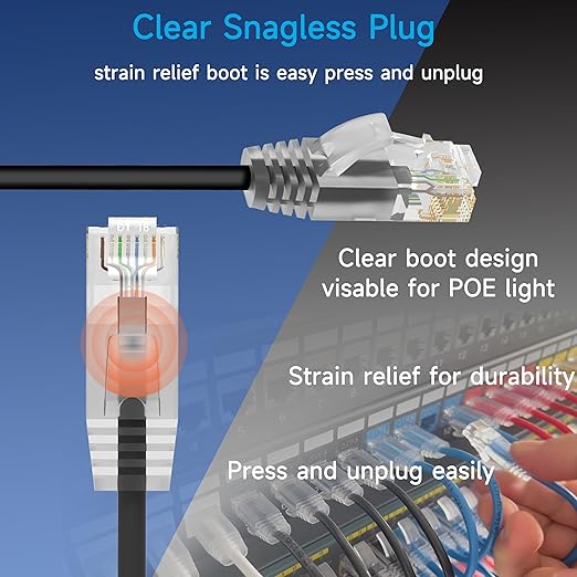 Cat6a Slim Ethernet Patch Cable 1.5 ft, Cat6a Patch Cable - Image 4