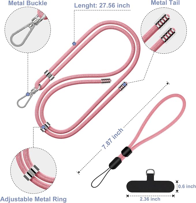 takyu 2 Pack Adjustable Cell Phone Lanyard & 2 Pack Phone Wrist Strap - Image 3