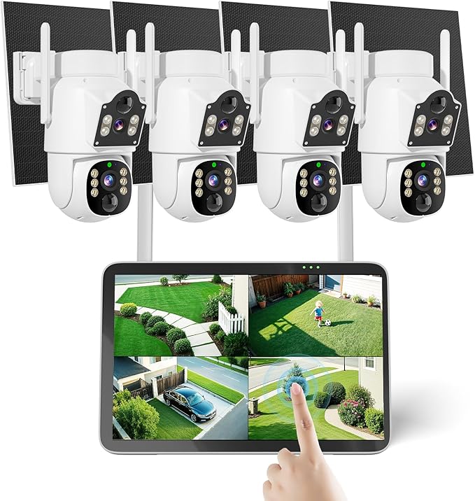 Hiseeu Solar Security Cameras Wireless Outdoor, Auto Tracking Dual-Lens by Hiseeu