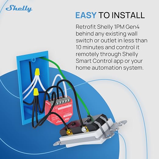 Shelly 1PM Gen4 | Wi-Fi, Matter Smart Relay Switch - Image 2