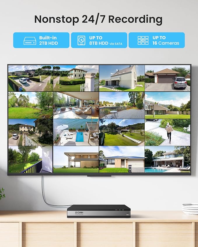 ZOSI H.265+ 1080p 16 Channel Home Security Camera Outdoor Indoor, 16CH CCTV DVR - Image 5