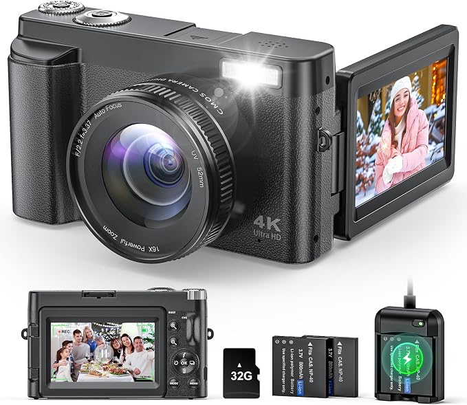 4K Digital Camera for Beginners & Teens, Autofocus 48MP Vlogging Camera for by Zostuic