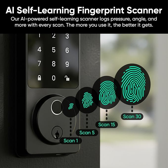 Wyze Auto-Lock Bolt v2, Fingerprint Keyless Entry Smart Lock, AI Learning - Image 4