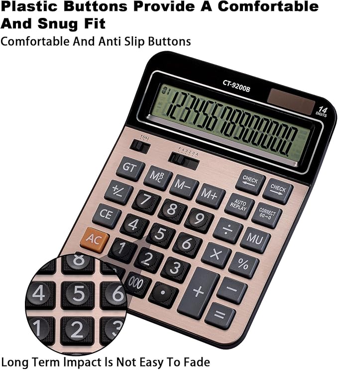 Large Computer Electronic Calculator Counter Solar & Battery Power 14 Digit - Image 4