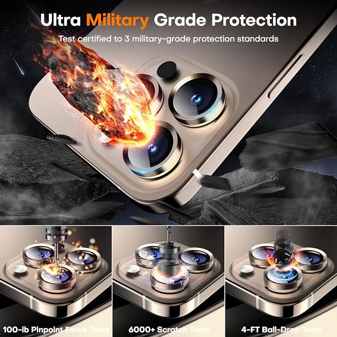 for iPhone 16 Pro/iPhone 16 Pro Max Camera Lens Protector, Tempered Glass - Image 4