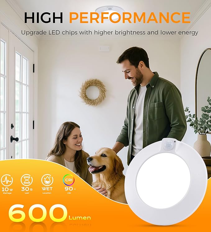 CLOUDY BAY Motion Sensor Ceiling Light Indoor, 120V CRI90 10W 5000K Bright Day - Image 5