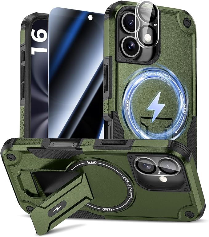 Goton for iPhone 16 Case with Privacy Tempered Glass Screen Protector & Camera by Goton