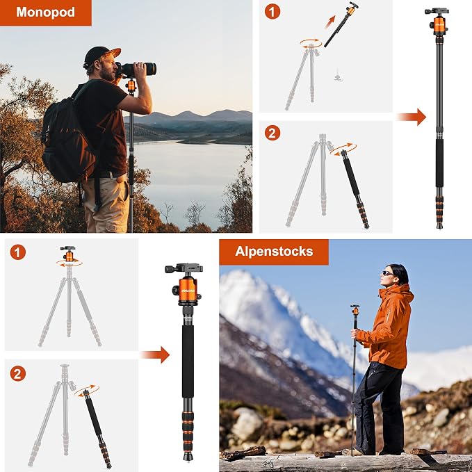 80/85 inches Heavy Duty Tripod for Camera and Phone, DSLR Binoculars Spotting - Image 7