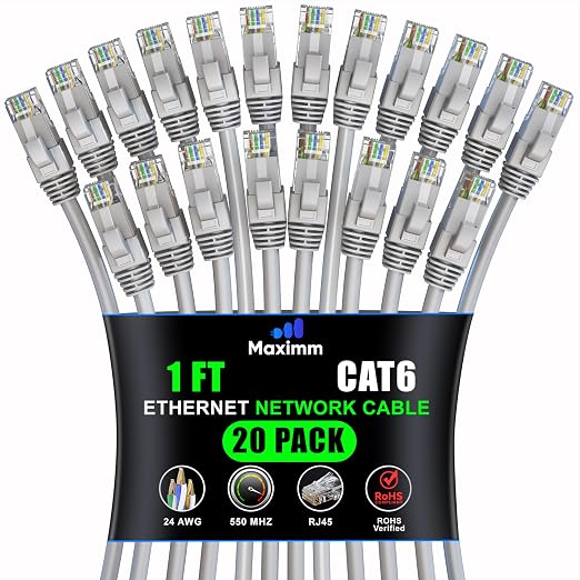 Maximm Cat 6 Ethernet Cable 1 ft by MaximmCable