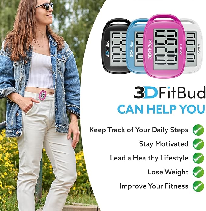 3DActive 3DFitBud Simple Step Counter Walking 3D Pedometer - Image 4