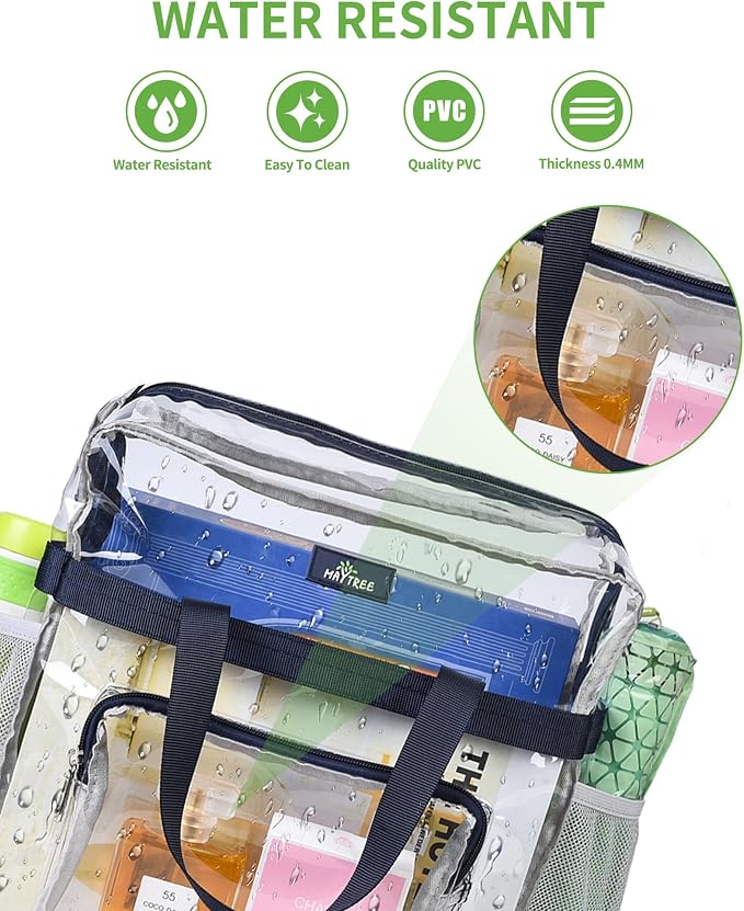 MAY TREE Clear Bag for Stadium Events 12×6×12 Clear Tote Lunch Bag - Image 4