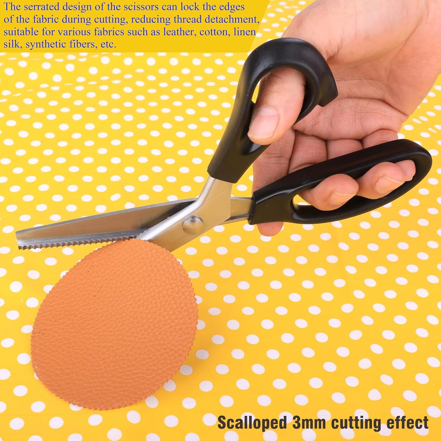 Scalloped Pinking Shears Strong & Sharpe Pinking Shears for Fabric, Serrated and Scalloped Scissors Fabric,3mm,5mm,7mm (Scalloped 3mm)