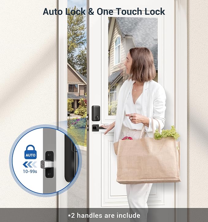 Veise Fingerprint Door Lock Set, Keyless Entry Door Lock, Front Handle Set - Image 5