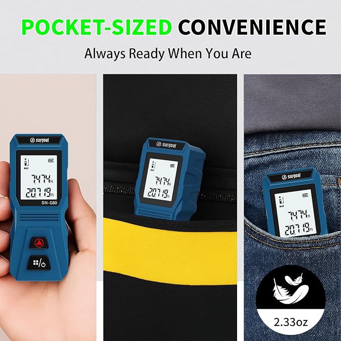 Mini Green Laser Distance Meter 262Ft – Rechargeable Digital Measuring Tool - Image 7