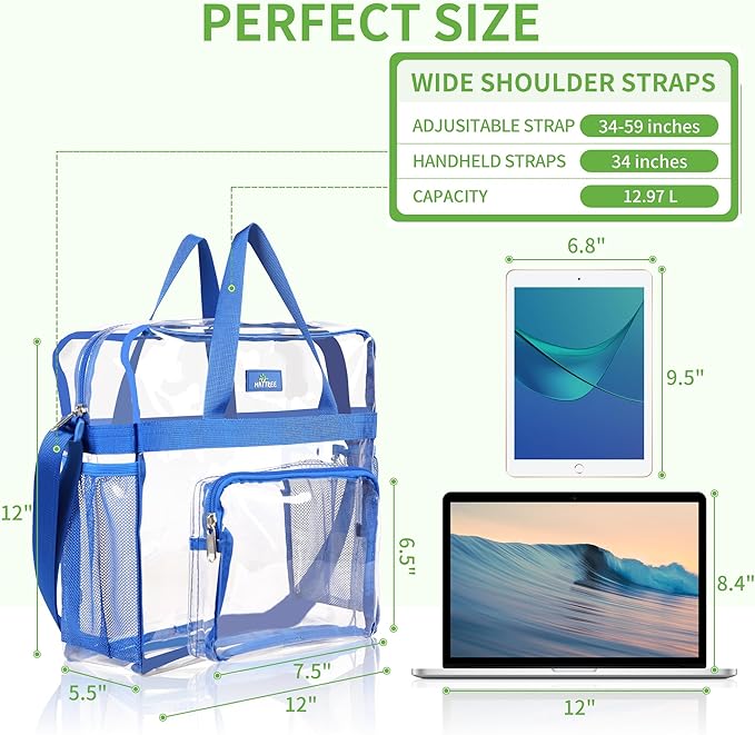 MAY TREE Clear Bag for Stadium Events 12×6×12 Clear Tote Lunch Bag - Image 2