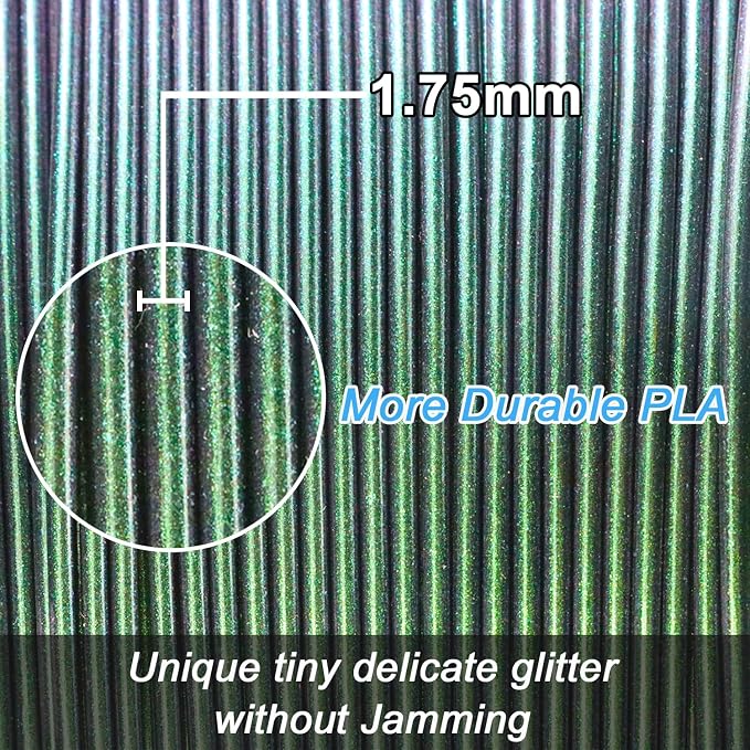 LOVOON 3D Printing PLA Filament 1.75mm Sparkle Glitter, Burnt Titanium 3D - Image 3