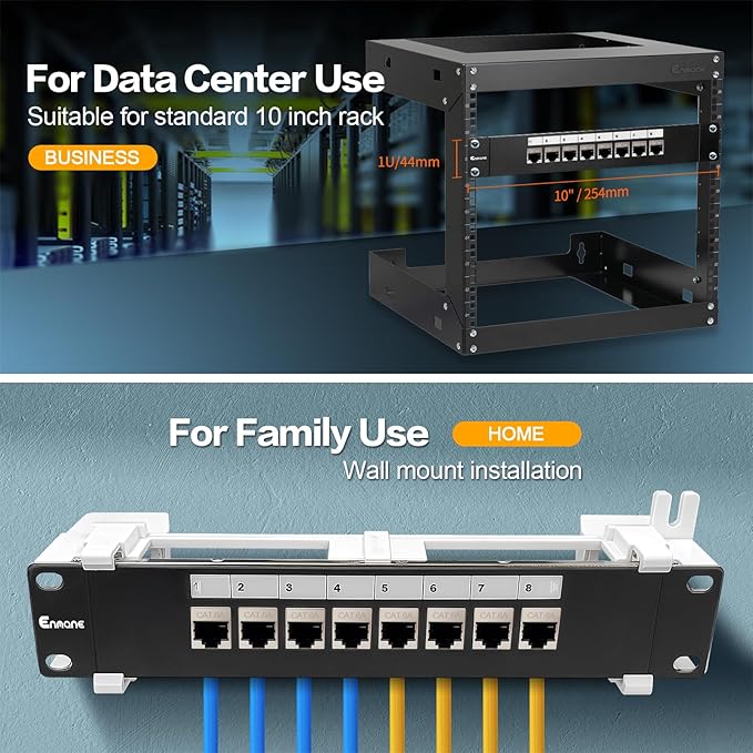 8 Port Patch Panel Keystone Coupler CAT6A Shielded Wall Mount 10 Inch - Image 5