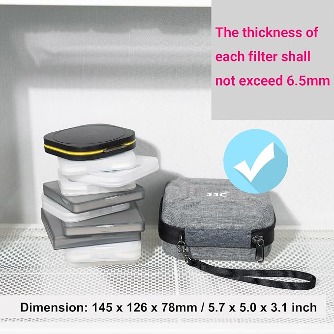 JJC 10 Pockets Hard Shell Lens Filter Bag Up to 95mm, Water Resistant & - Image 2