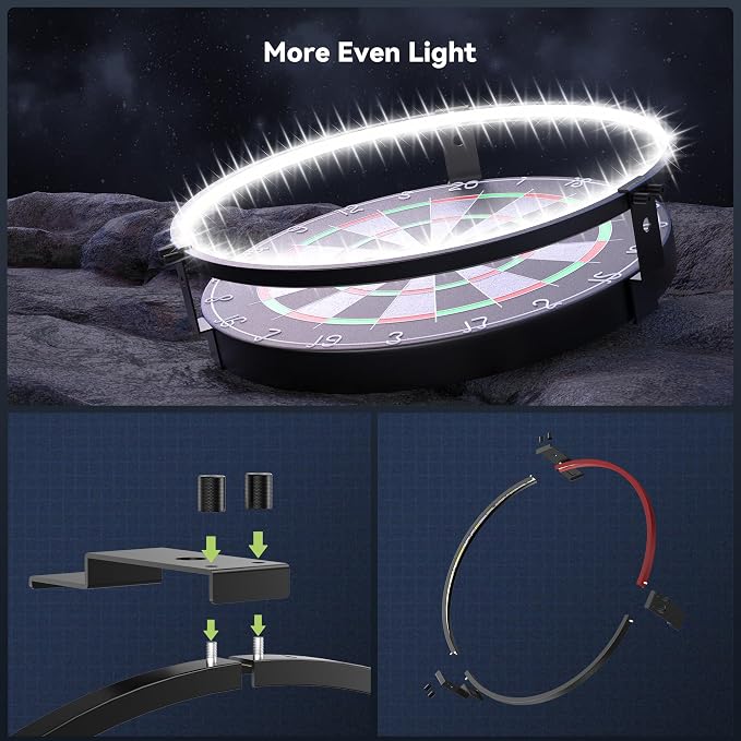STASUN 360° Dartboard Ring Light, Dimmable Magnetic LED Dart Board Lighting - Image 7