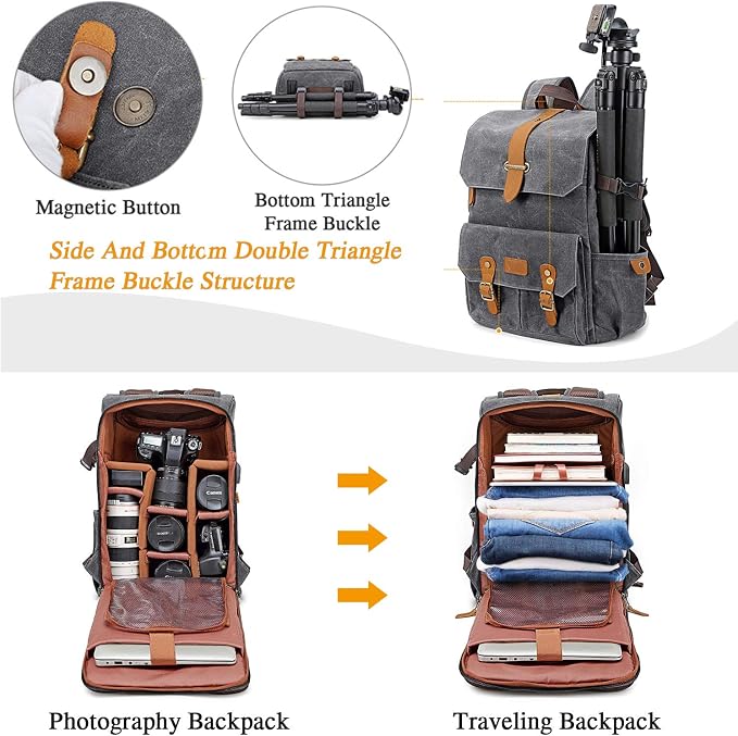 UBAYMAX Camera Backpack, DSLR SLR Waterproof Canvas Camera Bags Rucksack 15.6 - Image 4