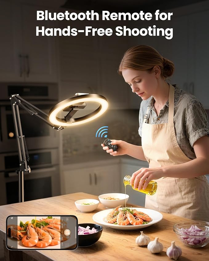 Ring Light with Stand Tripod for iPhone – Evershop 10” Overhead Camera Mount - Image 5
