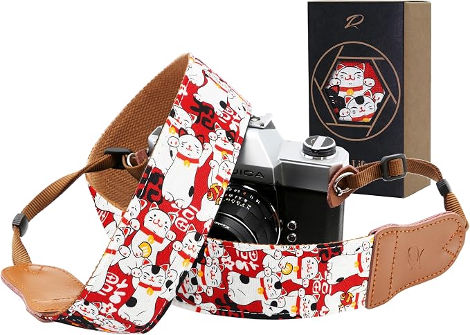 Padwa Lifestyle Red Cat Animal Print Camera Strap by PadwaLifestyleCameraStrap