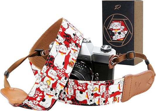 Padwa Lifestyle Red Cat Animal Print Camera Strap by PadwaLifestyleCameraStrap