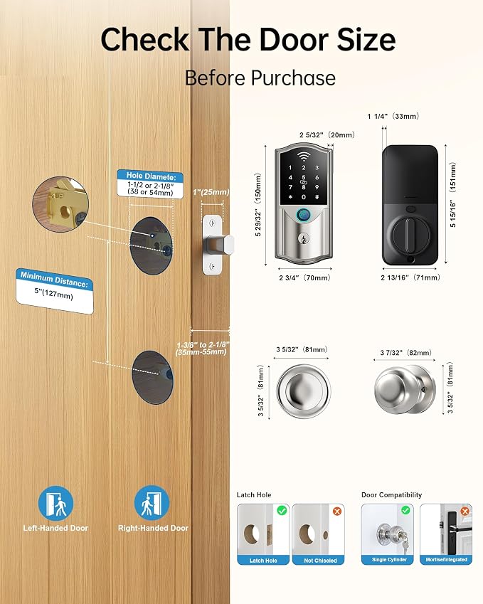 Built-in WiFi Smart Lock with 2 Knobs - Image 7