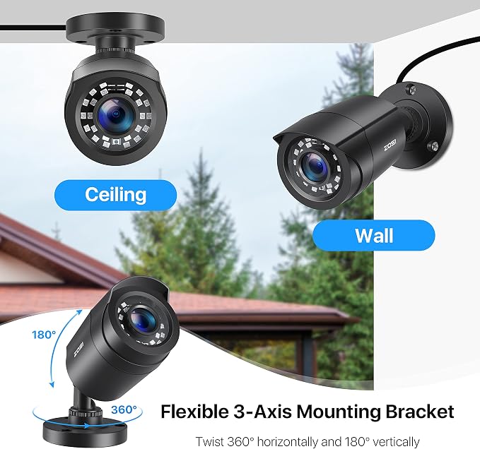 ZOSI 1080P 4 Pack HD TVI Security Cameras, 80ft Night Vision, Outdoor Indoor - Image 8