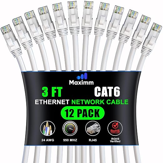 Maximm Cat 6 Ethernet Cable 3 Ft, Cat6 Cable, LAN Cable, Internet Cable by MaximmCable