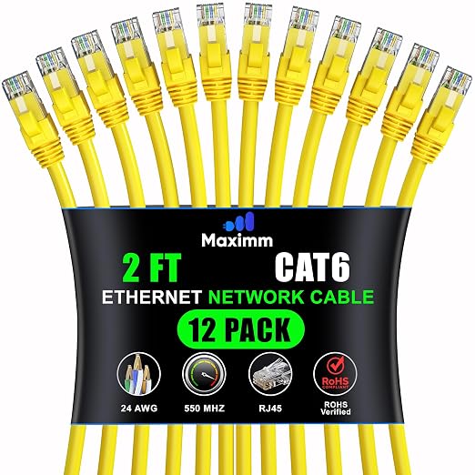 Maximm Cat 6 Ethernet Cable - 2 ft - High-Speed LAN by MaximmCable