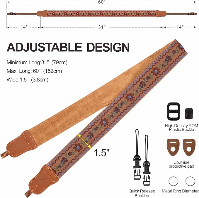Padwa Lifestyle Embroidered Floral Camera Strap - Image 6