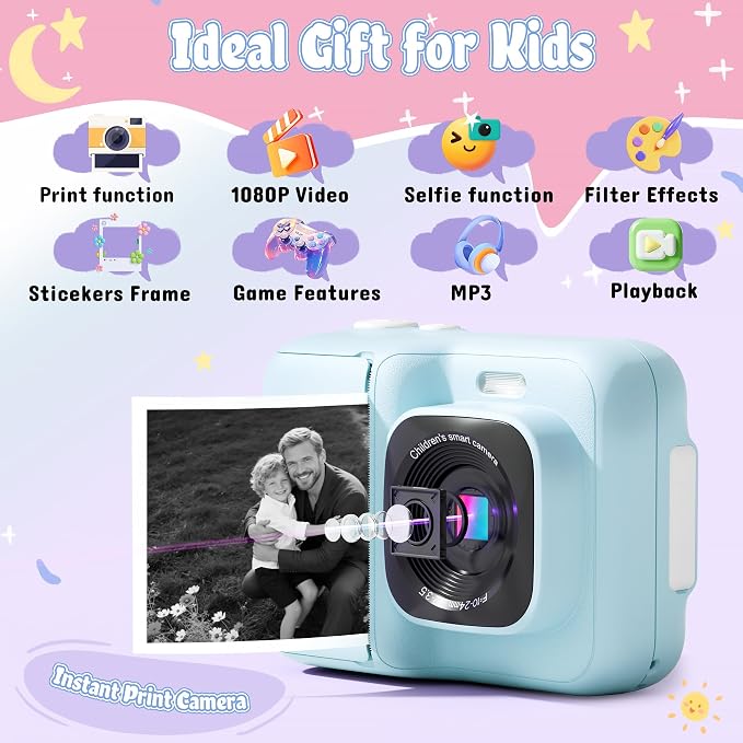 Kids Camera, 1080P Instant Digital Print Camera - Image 2