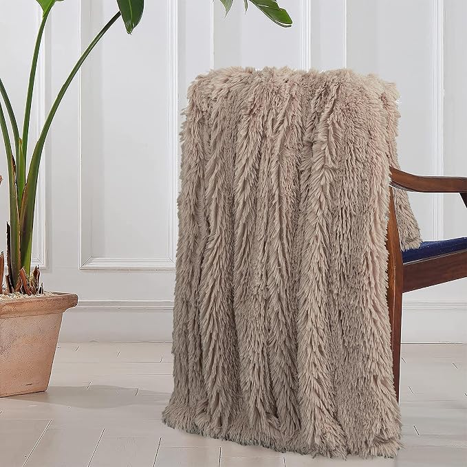 Tuddrom Decorative Extra Soft Faux Fur Throw Blanket 70"x78", Solid Reversible - Image 5