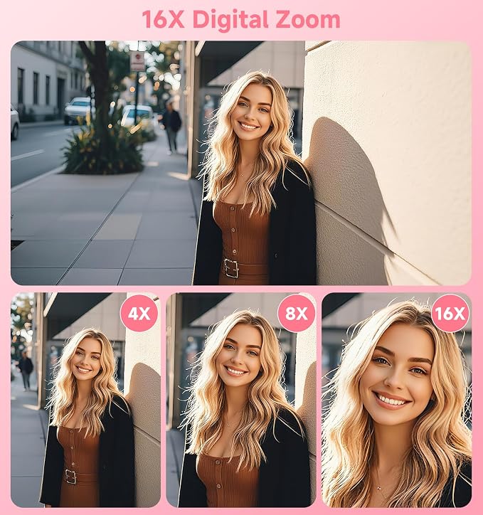 Digital Camera, 2026 Upgraded 56MP Pink Digital Camera, Dual Screens Cameras - Image 4