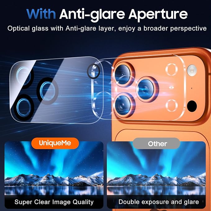 UniqueMe Compatible for 3 Pack iPhone 17 Pro Camera Lens Protector - Image 4