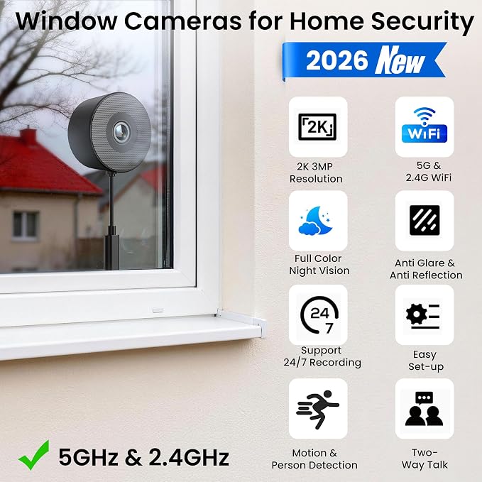 2K 3MP Window Camera, 5GHz & 2.4GHz WiFi Dome Cameras - Image 2