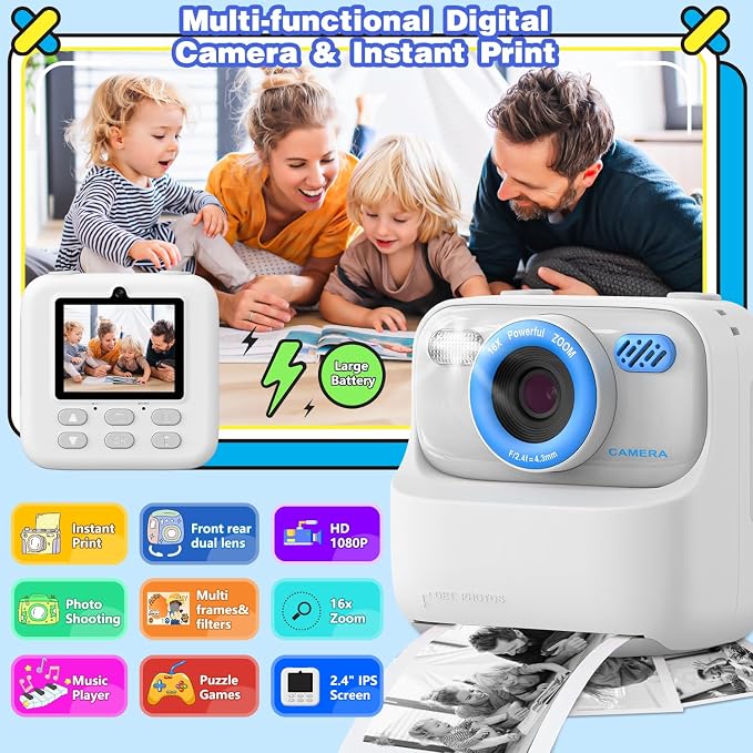 masterbee Kid Camera Instant Print Photo, Birthday Gifts - Image 2