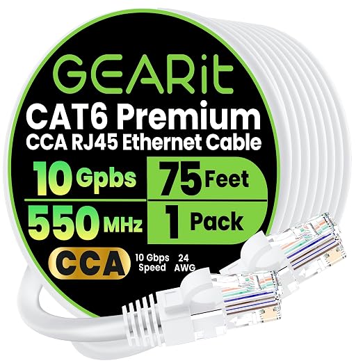 GEARit Cat 6 Ethernet Cable CCA LAN Network Cord, Network Cable by GEARit