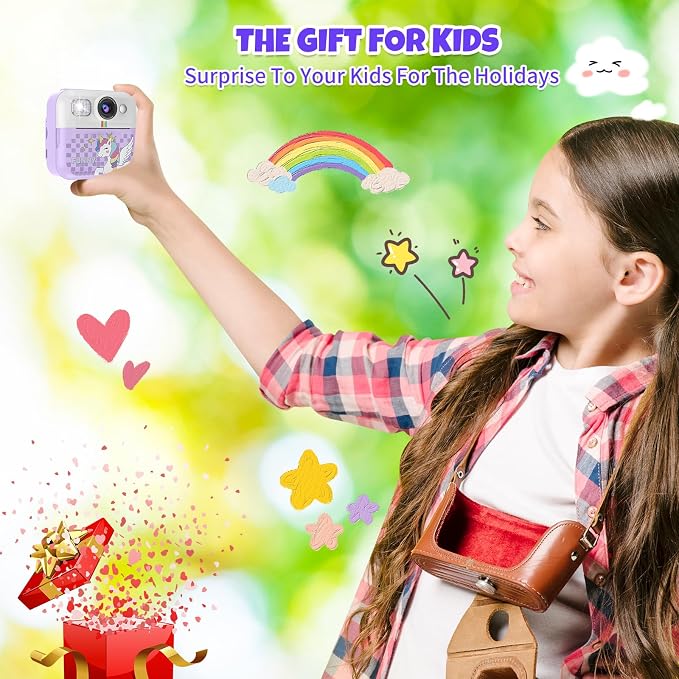 Kids Instant Print Camera, 1080P Children Printable Cameras Christmas Birthday - Image 7