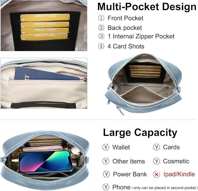 Small Crossbody Bags for Women Genuine Leather, Guitar Strap Shoulder Handbag - Image 4
