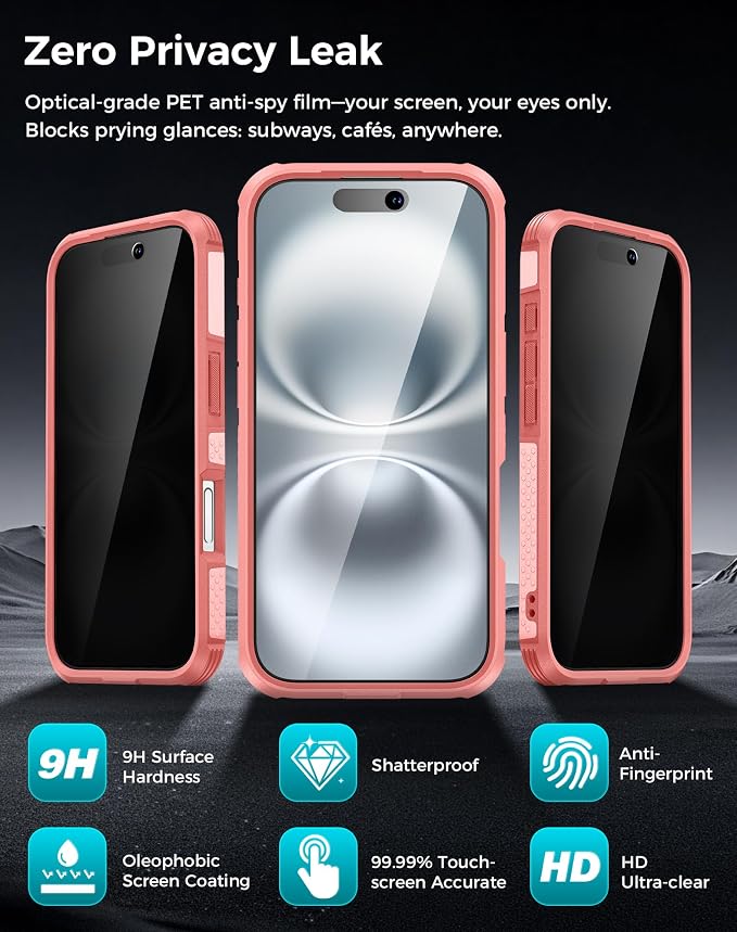 Goton for iPhone 16 Case with Privacy Tempered Glass Screen Protector & Camera - Image 5