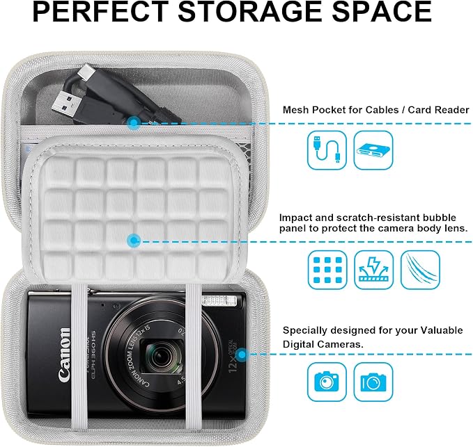 Lacdo Camera Carrying Case for Canon PowerShot ELPH 360/200/185/180/190/350 - Image 2